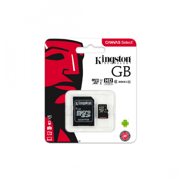 Карта памяти, Kingston, SDCS/32GB, MicroSDXC 32GB, Canvas Select, Class 10, с адаптером SD